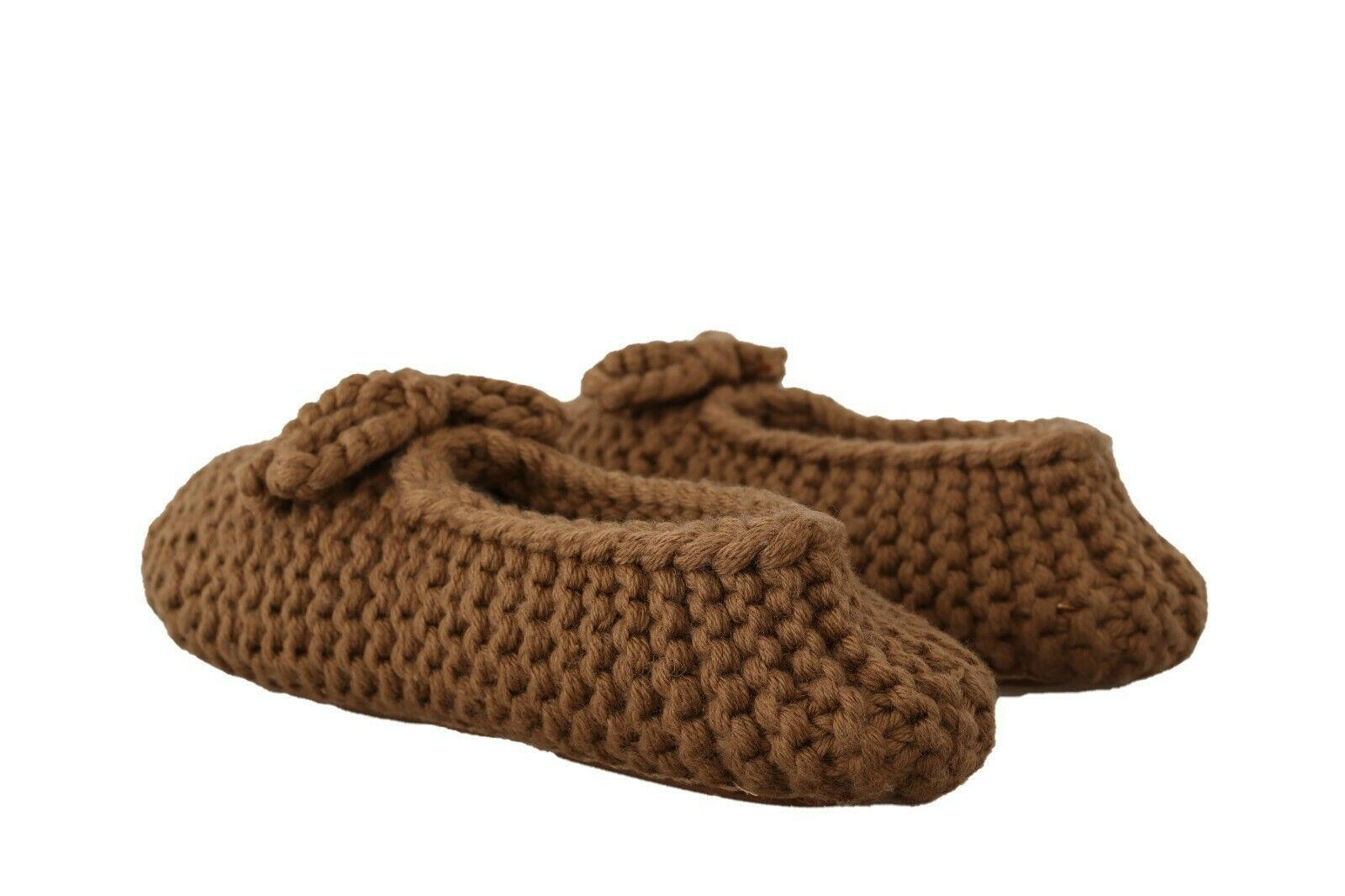 Dolce & Gabbana Brown Slip On Ballerina Flats Wool Knit Shoes -   -  Dolce & Gabbana.