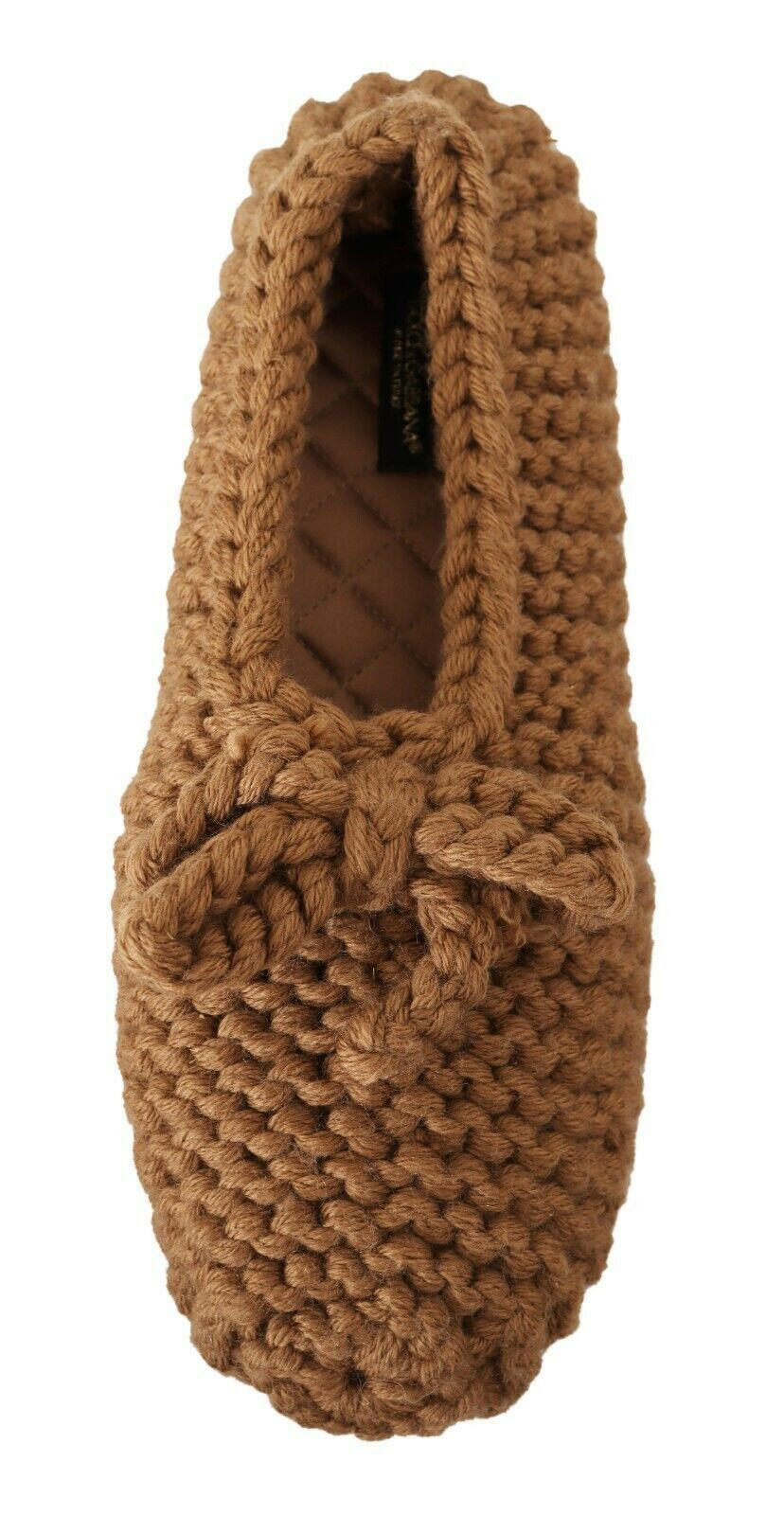 Dolce & Gabbana Brown Slip On Ballerina Flats Wool Knit Shoes -   -  Dolce & Gabbana.