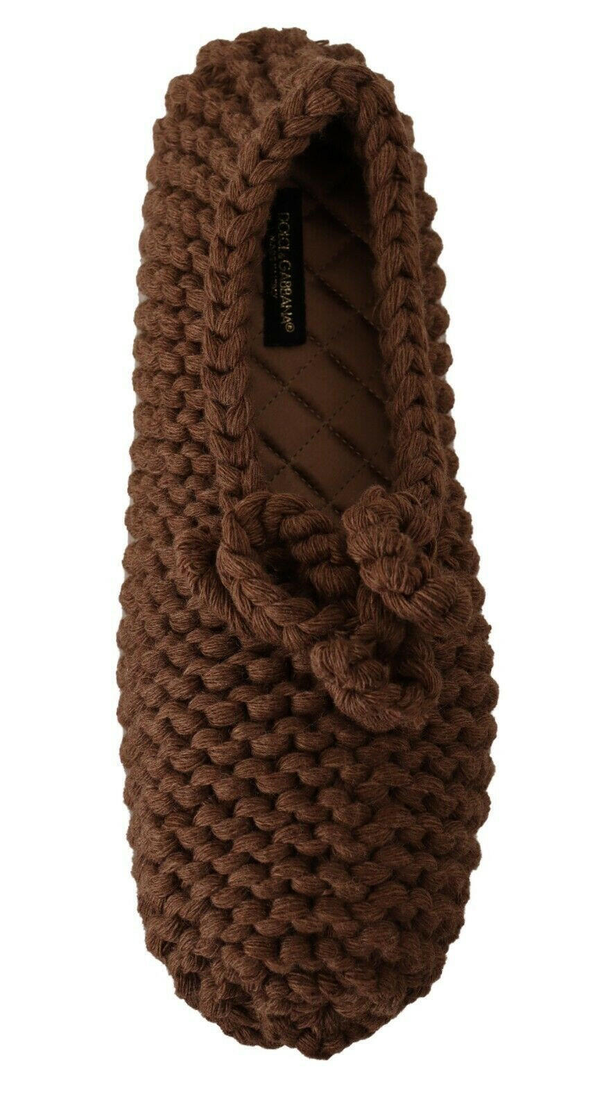 Dolce & Gabbana Brown Slip On Ballerina Flats Wool Knit Shoes -   -  Dolce & Gabbana.