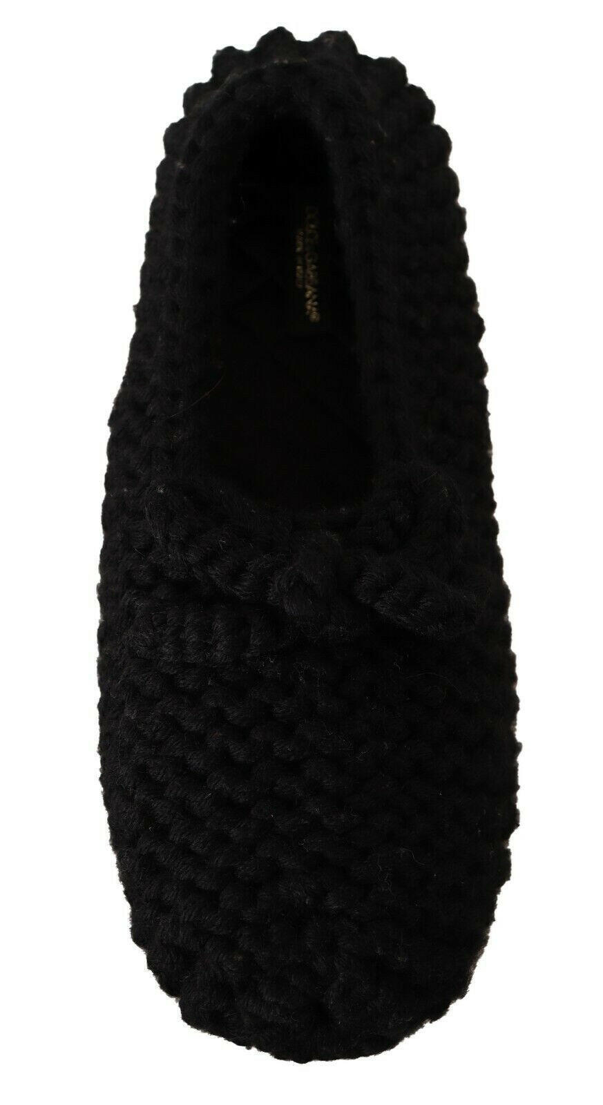 Dolce & Gabbana Black Slip On Ballerina Flats Wool Knit Shoes -   -  Dolce & Gabbana.