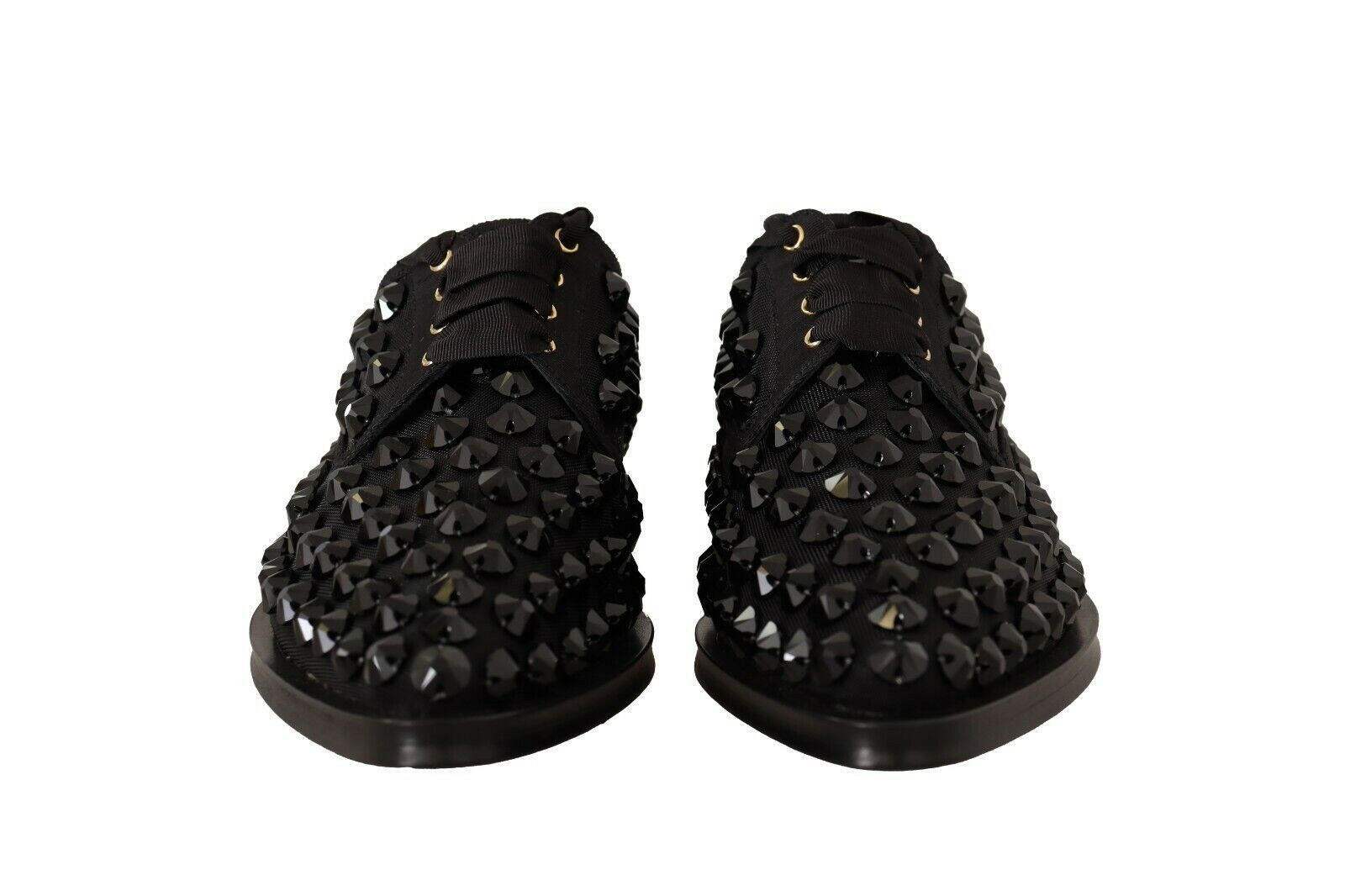Dolce & Gabbana Black Lace Up Studded Formal Flats Shoes -   -  Dolce & Gabbana.