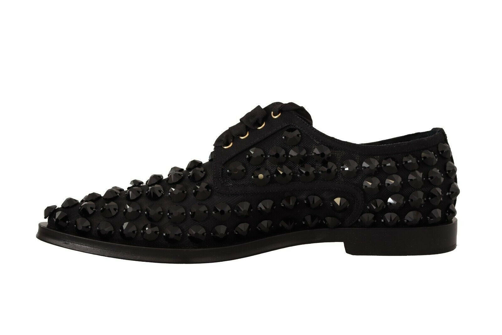Dolce & Gabbana Black Lace Up Studded Formal Flats Shoes -   -  Dolce & Gabbana.