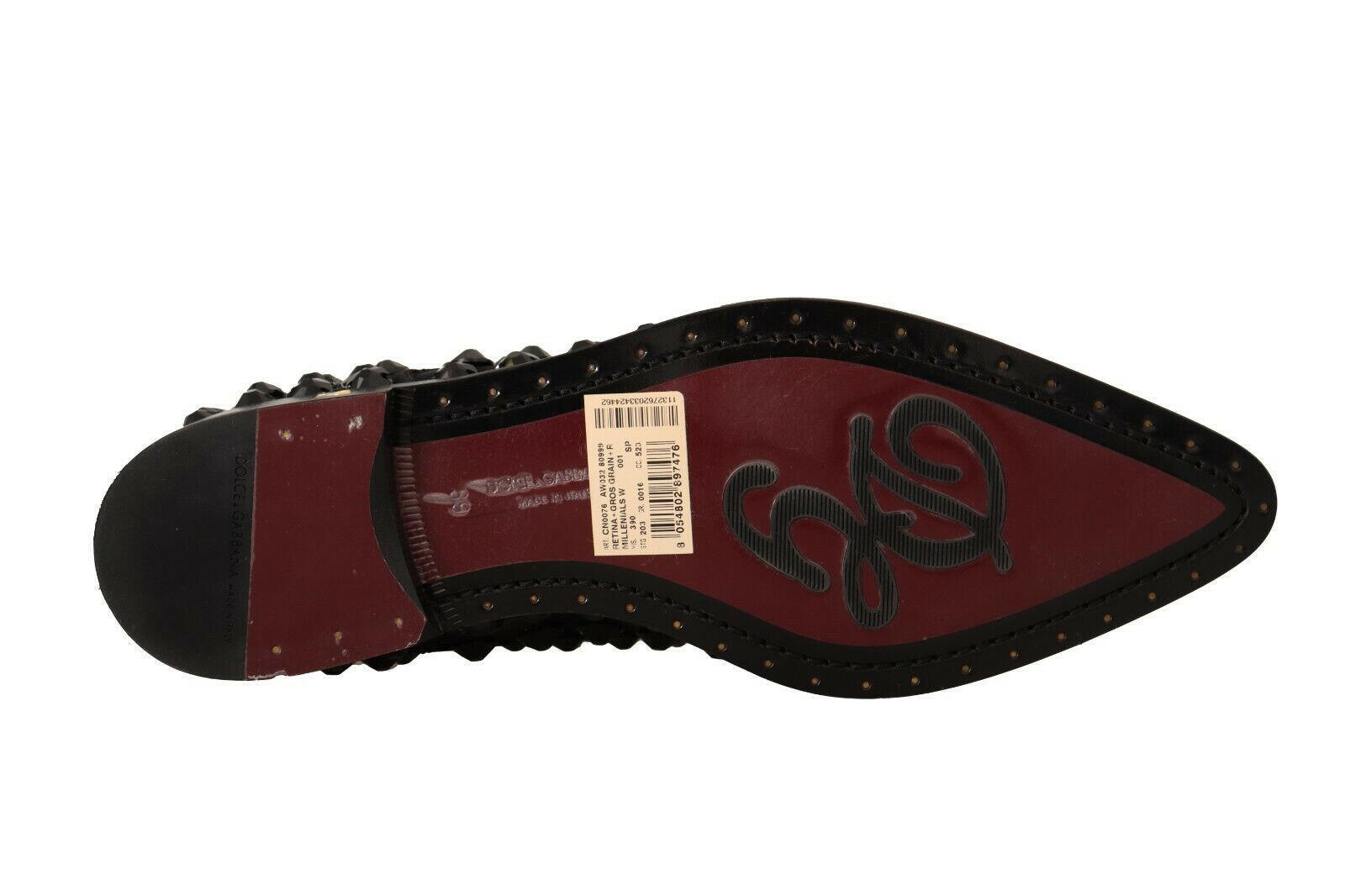 Dolce & Gabbana Black Lace Up Studded Formal Flats Shoes -   -  Dolce & Gabbana.
