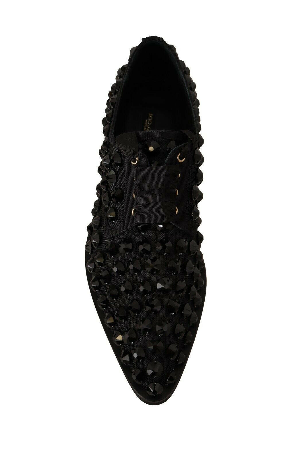 Dolce & Gabbana Black Lace Up Studded Formal Flats Shoes -   -  Dolce & Gabbana.