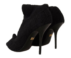 Dolce & Gabbana Black Stretch Socks Knee High Booties Shoes -   -  Dolce & Gabbana.