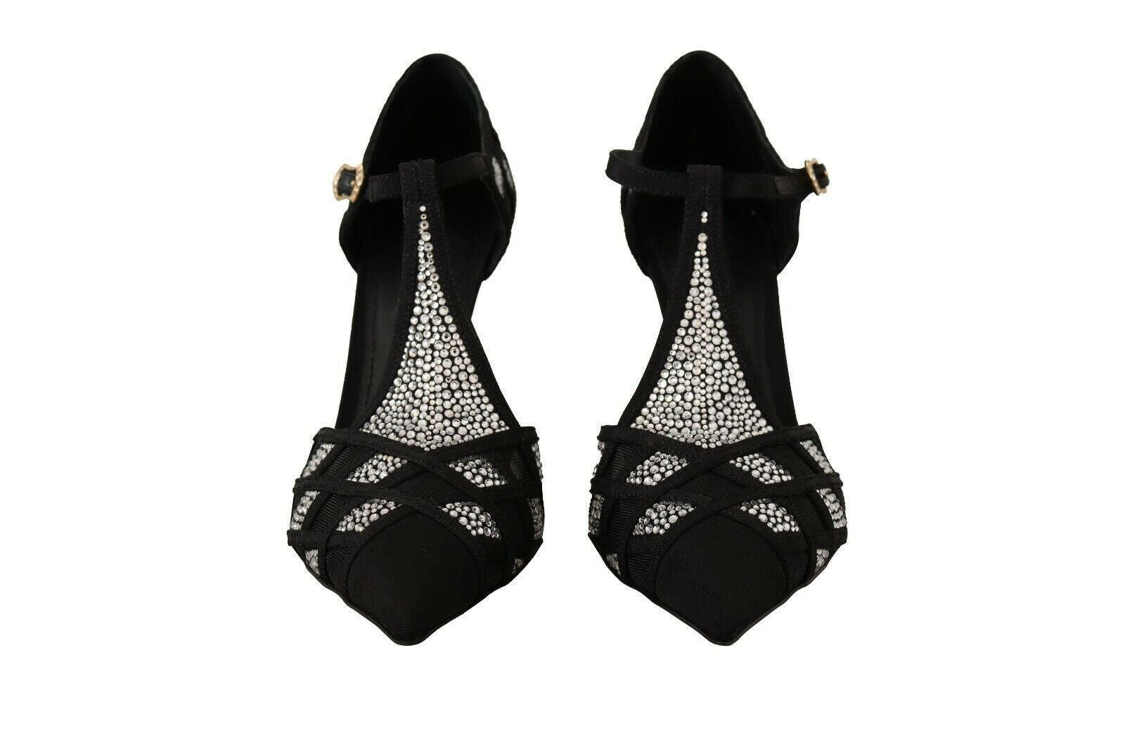 Dolce & Gabbana Black Crystals T-strap Heels Pumps Shoes -   -  Dolce & Gabbana.