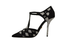 Dolce & Gabbana Black Crystals T-strap Heels Pumps Shoes -   -  Dolce & Gabbana.