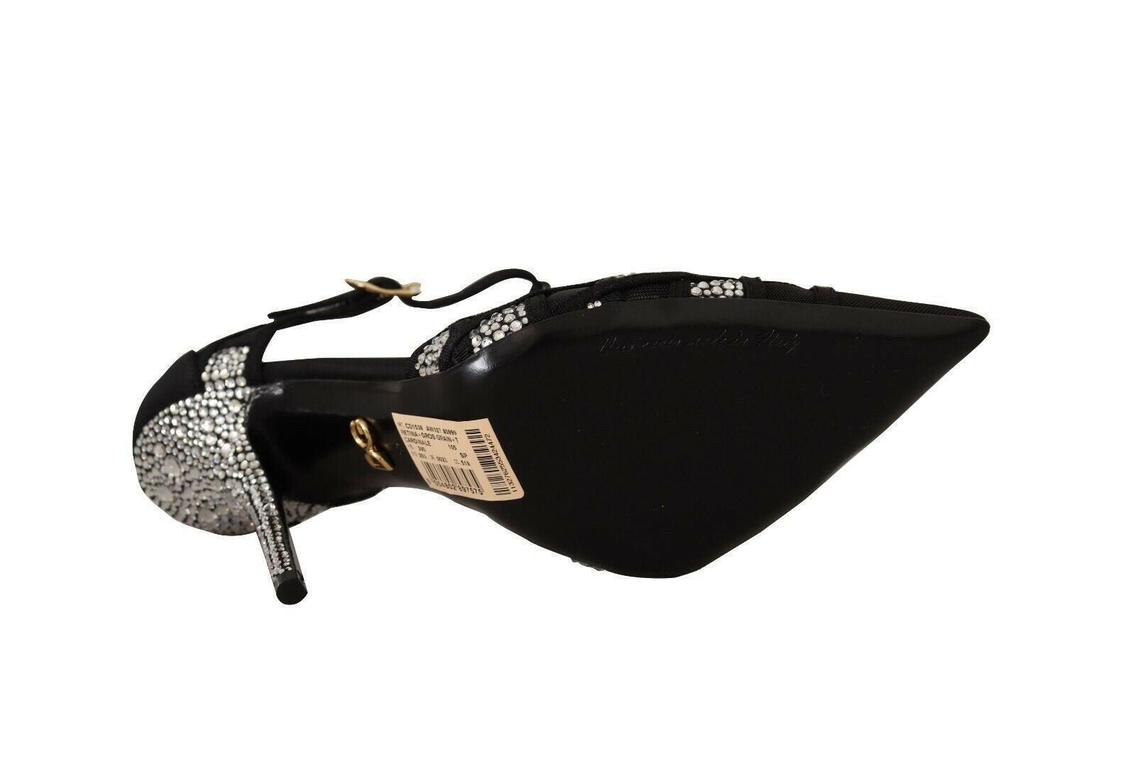 Dolce & Gabbana Black Crystals T-strap Heels Pumps Shoes -   -  Dolce & Gabbana.