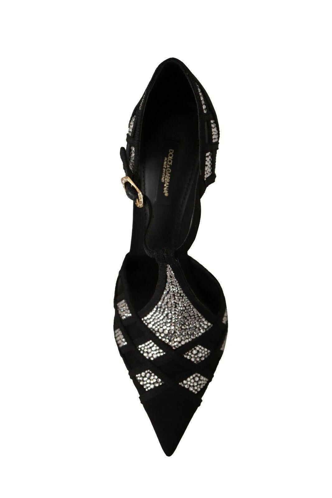 Dolce & Gabbana Black Crystals T-strap Heels Pumps Shoes -   -  Dolce & Gabbana.