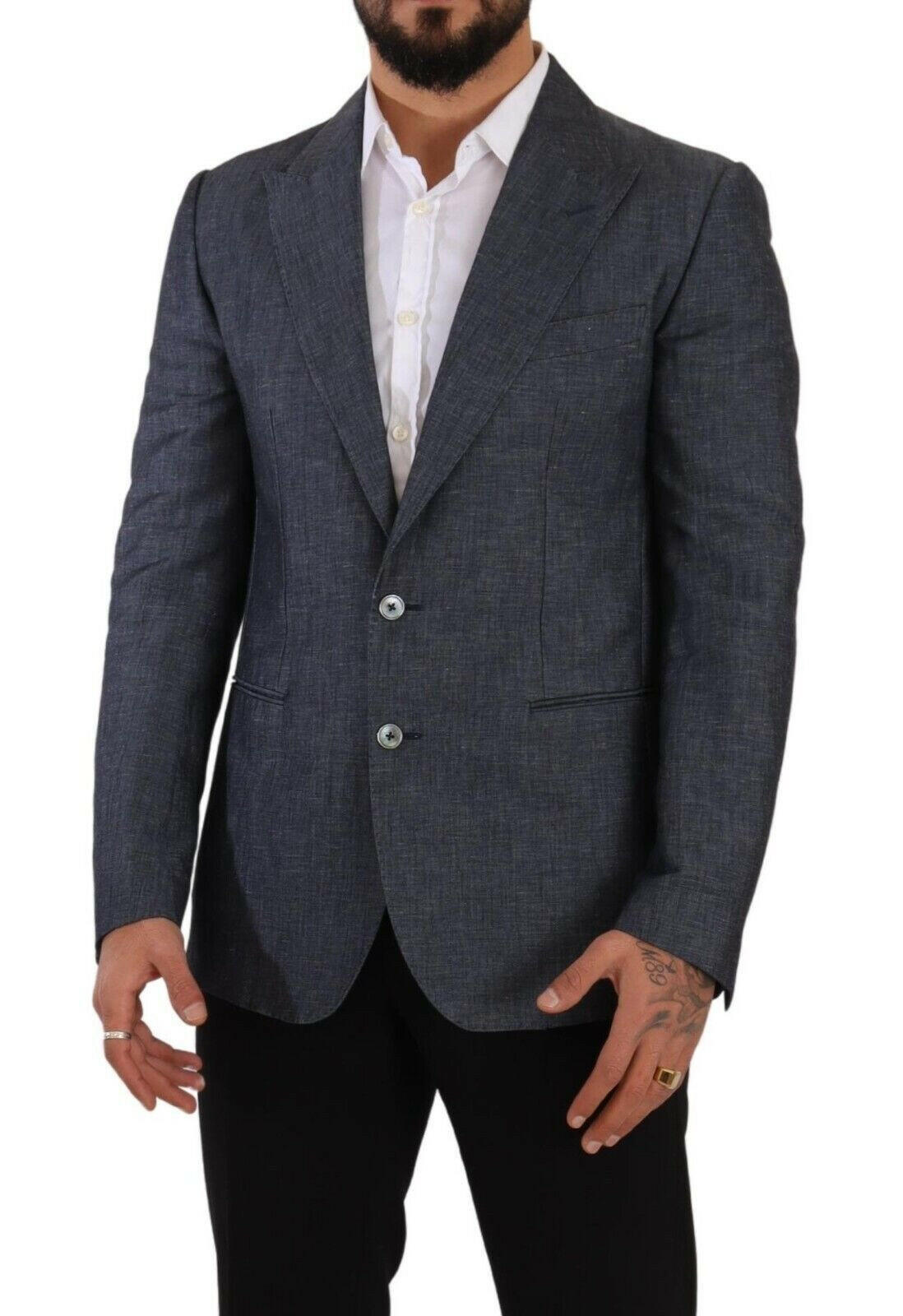 Dolce & Gabbana Blue Linen Cotton Jacket TAORMINA Blazer -   -  Dolce & Gabbana.