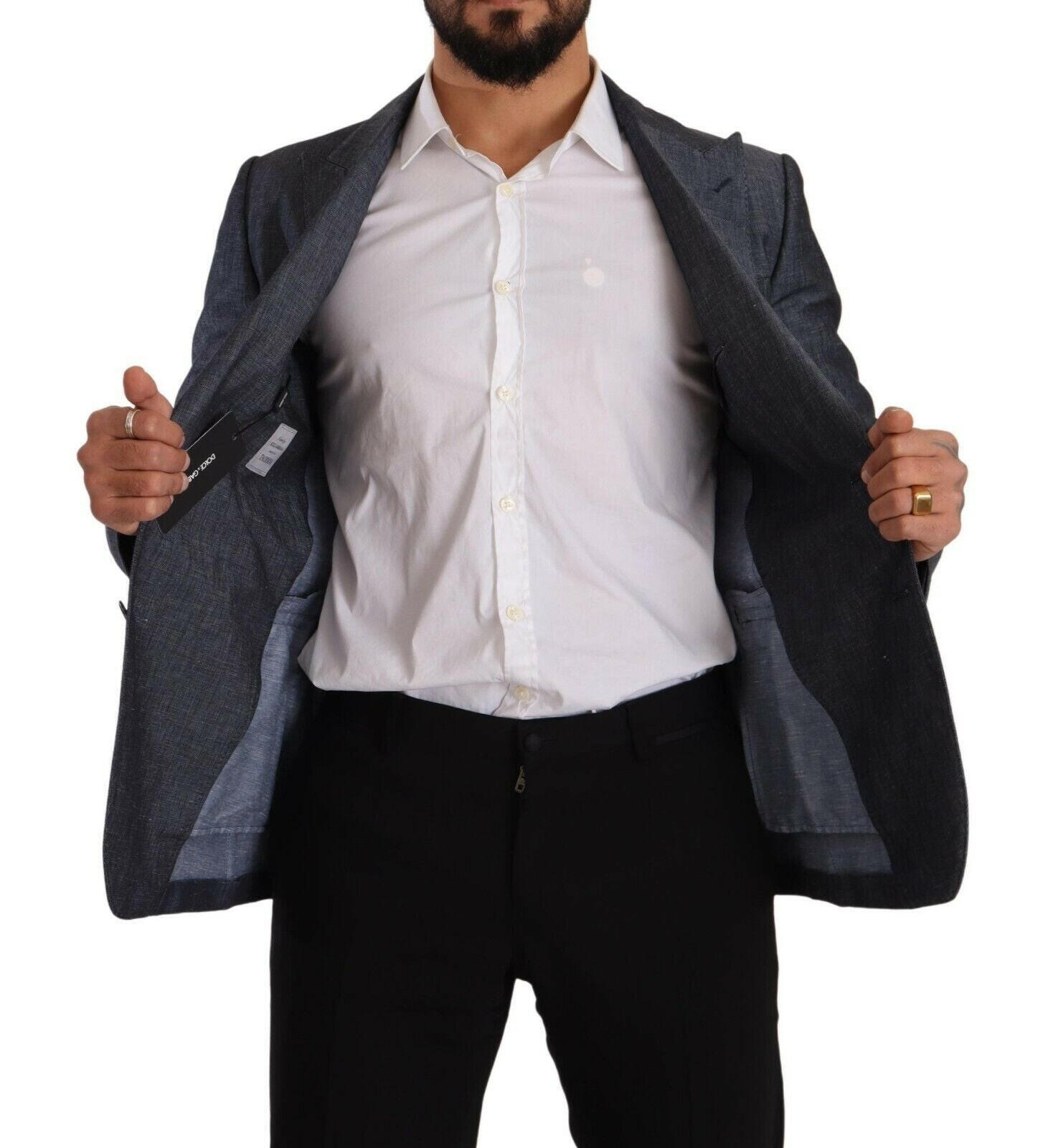 Dolce & Gabbana Blue Linen Cotton Jacket TAORMINA Blazer -   -  Dolce & Gabbana.