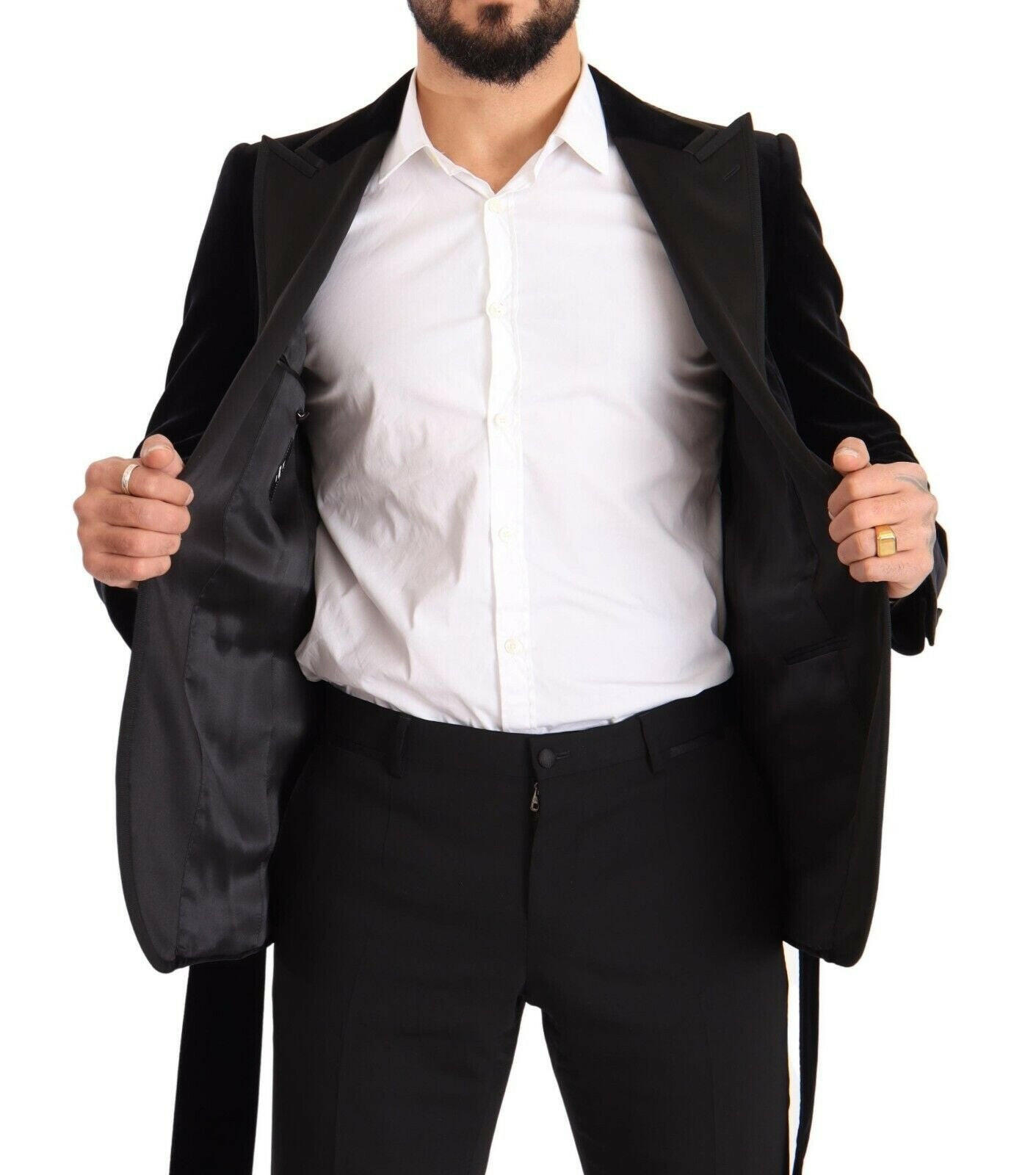 Dolce & Gabbana Black Velvet Single Breasted One Button Blazer -   -  Dolce & Gabbana.