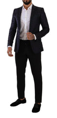 Dolce & Gabbana Blue Floral Jacquard Silk Coat MARTINI Blazer -   -  Dolce & Gabbana.