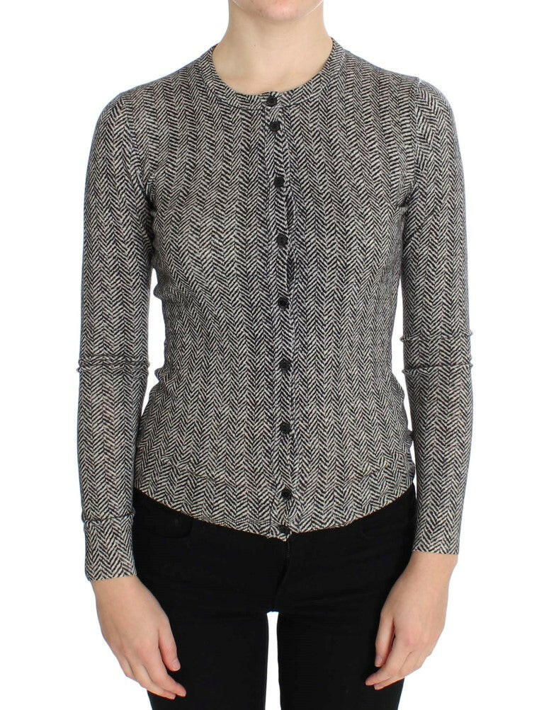 Dolce & Gabbana Black White Wool Top Cardigan Sweater -   -  Dolce & Gabbana.