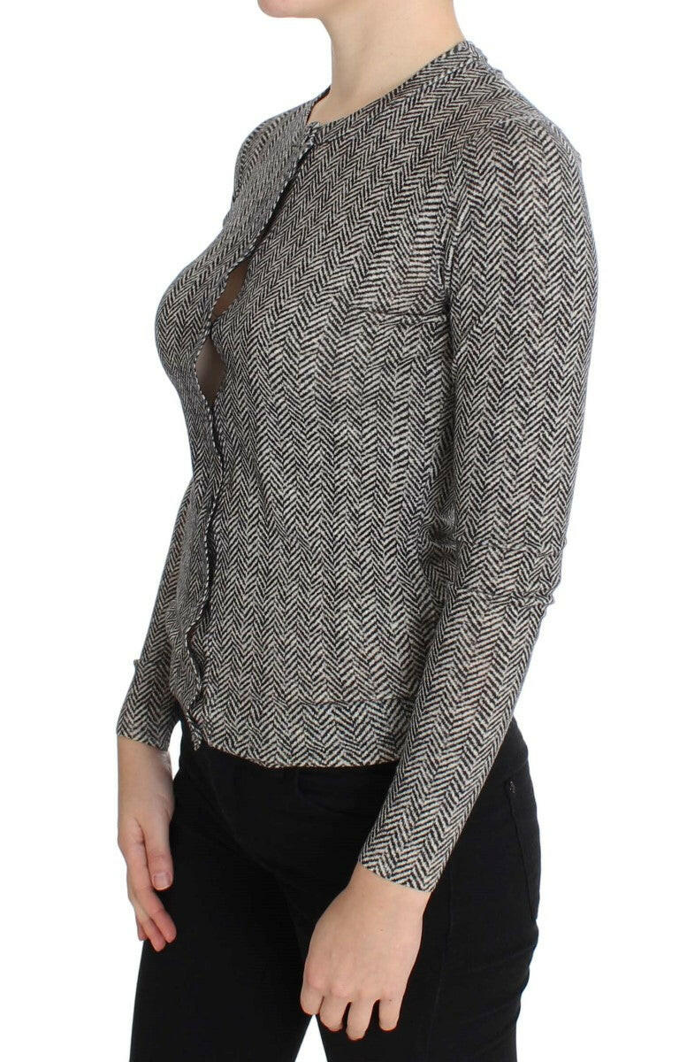 Dolce & Gabbana Black White Wool Top Cardigan Sweater -   -  Dolce & Gabbana.