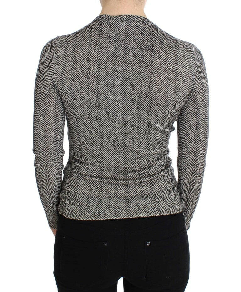 Dolce & Gabbana Black White Wool Top Cardigan Sweater -   -  Dolce & Gabbana.