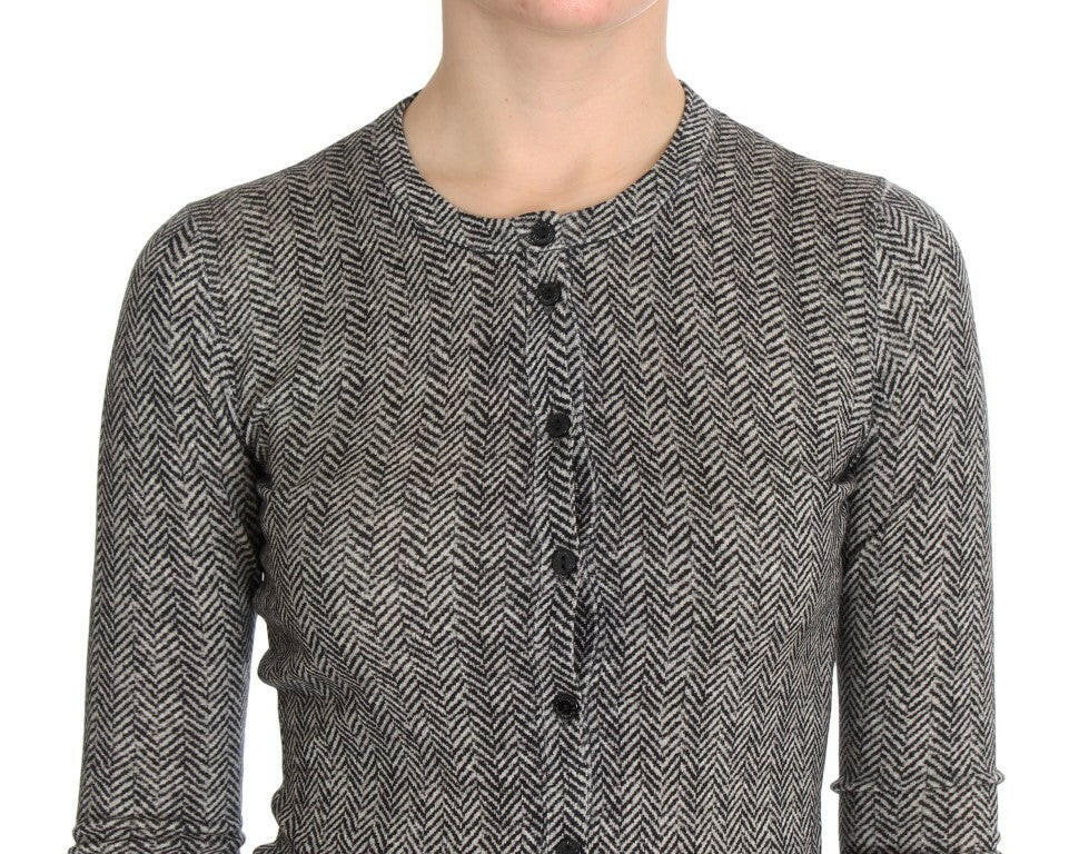 Dolce & Gabbana Black White Wool Top Cardigan Sweater -   -  Dolce & Gabbana.