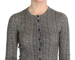 Dolce & Gabbana Black White Wool Top Cardigan Sweater -   -  Dolce & Gabbana.