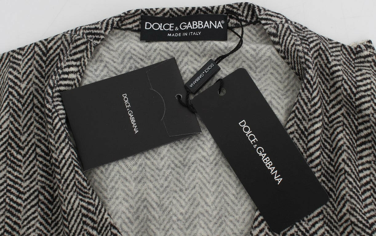 Dolce & Gabbana Black White Wool Top Cardigan Sweater -   -  Dolce & Gabbana.