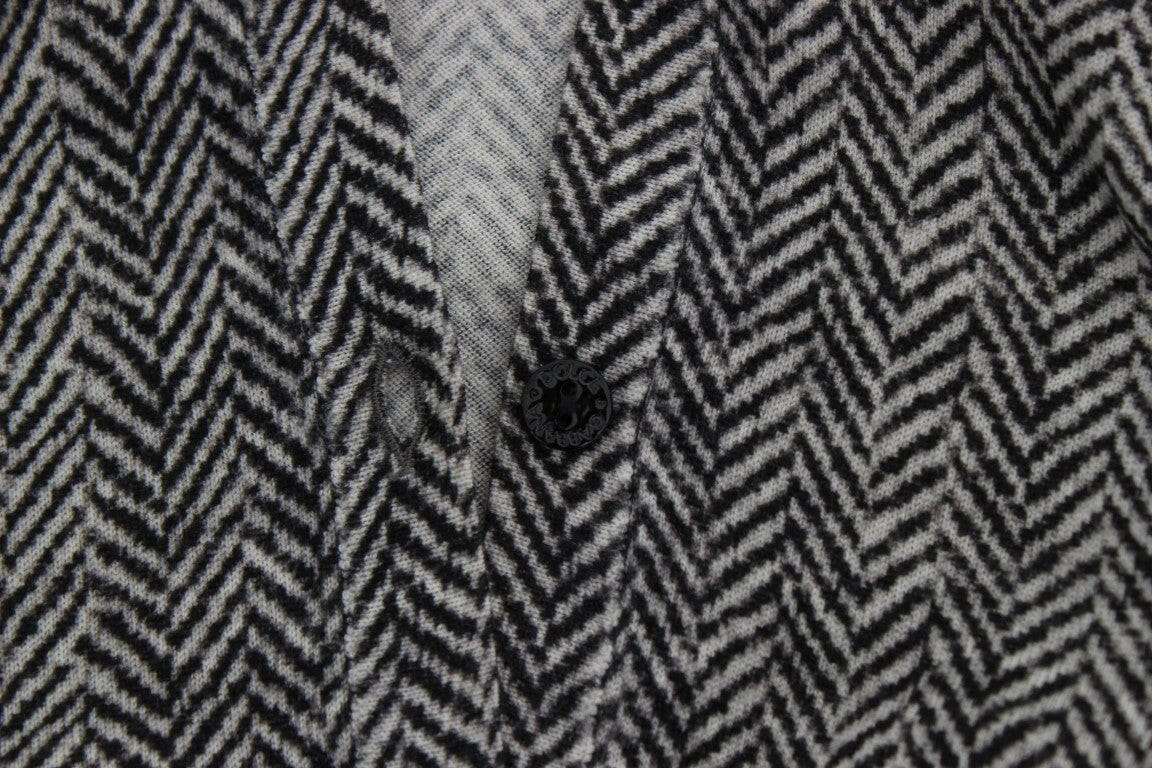 Dolce & Gabbana Black White Wool Top Cardigan Sweater -   -  Dolce & Gabbana.