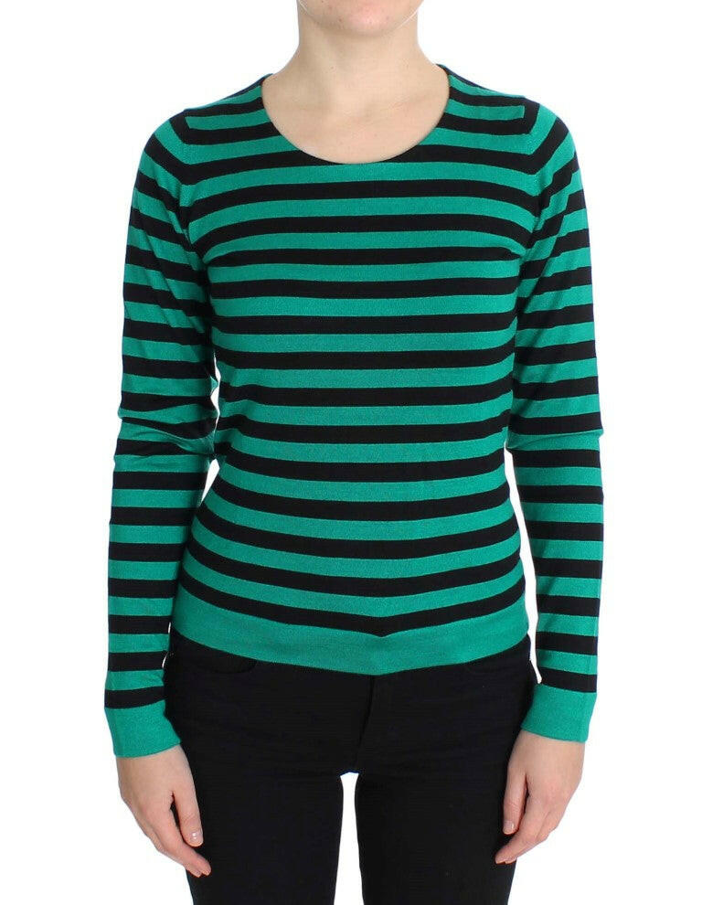 Dolce & Gabbana Green Black Silk Cashmere Sweater -   -  Dolce & Gabbana.