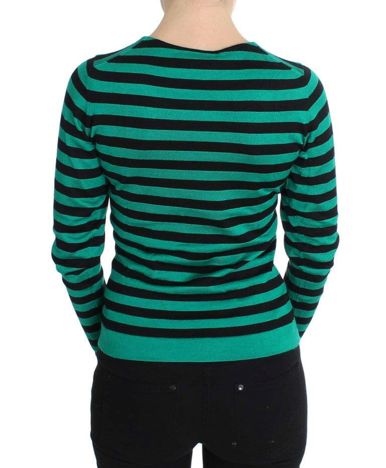 Dolce & Gabbana Green Black Silk Cashmere Sweater -   -  Dolce & Gabbana.