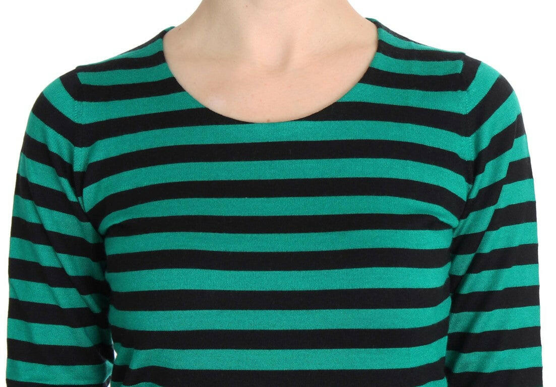 Dolce & Gabbana Green Black Silk Cashmere Sweater -   -  Dolce & Gabbana.