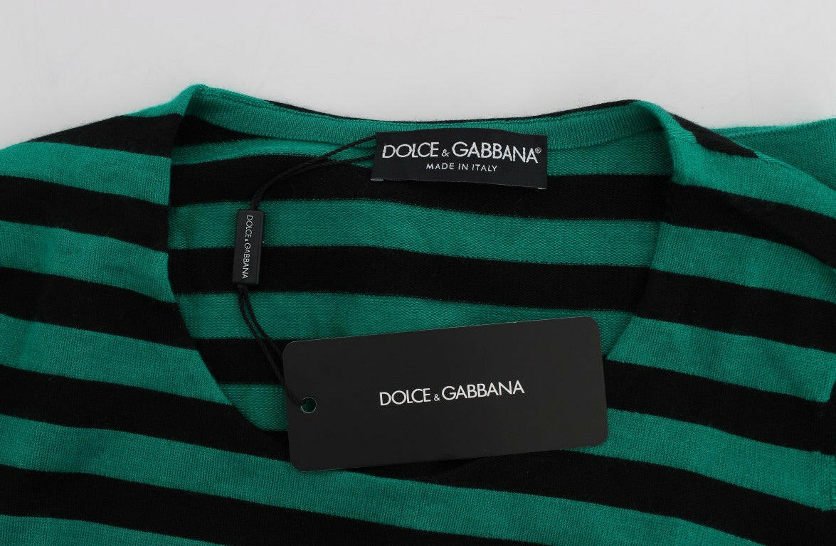 Dolce & Gabbana Green Black Silk Cashmere Sweater -   -  Dolce & Gabbana.