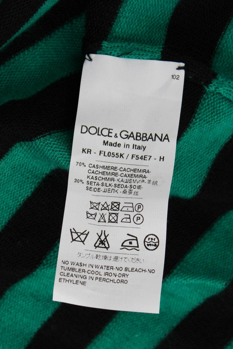 Dolce & Gabbana Green Black Silk Cashmere Sweater -   -  Dolce & Gabbana.