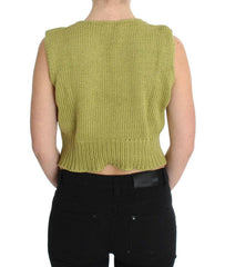 PINK MEMORIES Green Cotton Blend Knitted Sleeveless Sweater -   -  PINK MEMORIES.