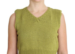 PINK MEMORIES Green Cotton Blend Knitted Sleeveless Sweater -   -  PINK MEMORIES.