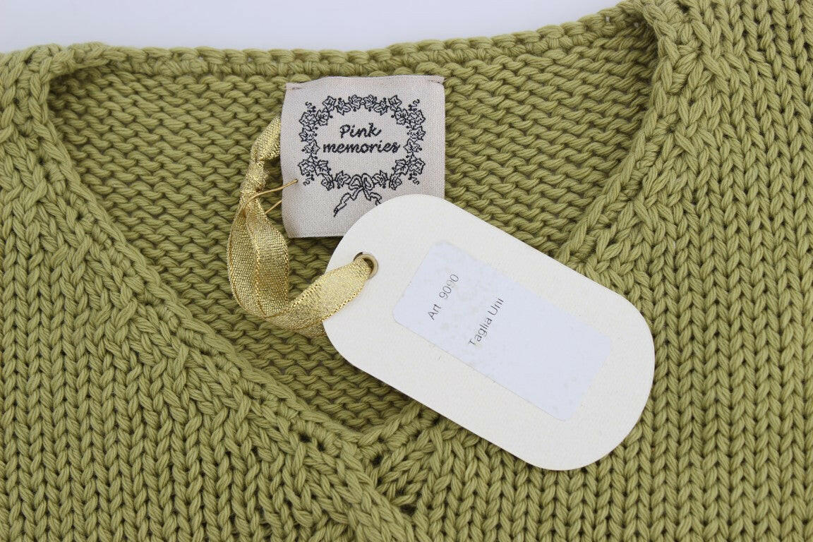 PINK MEMORIES Green Cotton Blend Knitted Sleeveless Sweater -   -  PINK MEMORIES.