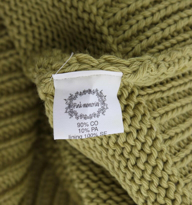 PINK MEMORIES Green Cotton Blend Knitted Sleeveless Sweater -   -  PINK MEMORIES.