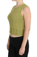 PINK MEMORIES Green Cotton Blend Knitted Sleeveless Sweater -   -  PINK MEMORIES.