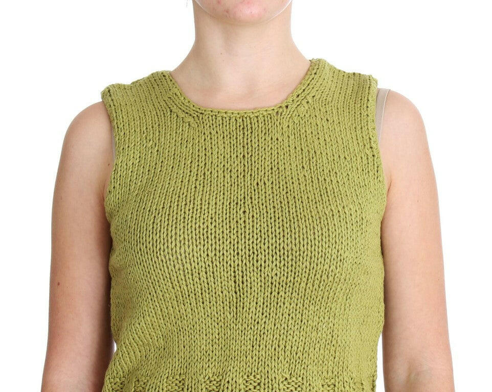 PINK MEMORIES Green Cotton Blend Knitted Sleeveless Sweater -   -  PINK MEMORIES.