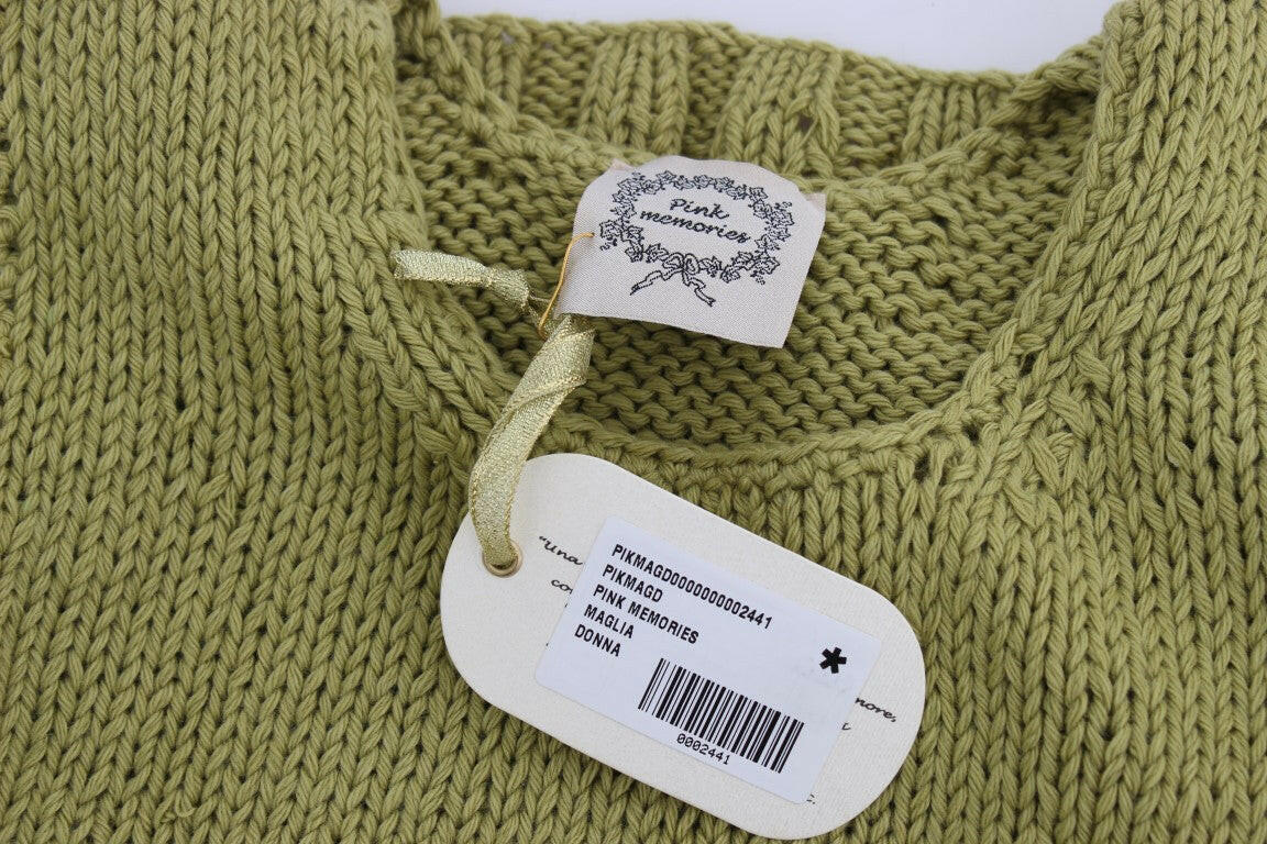 PINK MEMORIES Green Cotton Blend Knitted Sleeveless Sweater -   -  PINK MEMORIES.