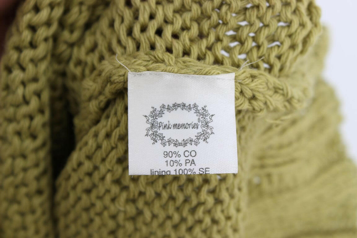 PINK MEMORIES Green Cotton Blend Knitted Sleeveless Sweater -   -  PINK MEMORIES.