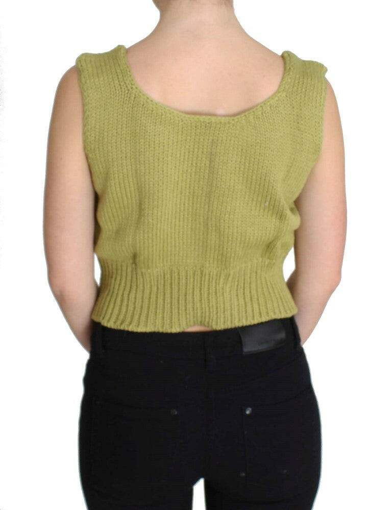 PINK MEMORIES Green Cotton Blend Knitted Sleeveless Sweater -   -  PINK MEMORIES.