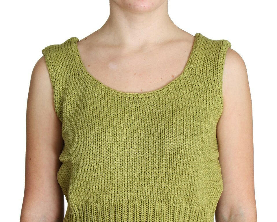 PINK MEMORIES Green Cotton Blend Knitted Sleeveless Sweater -   -  PINK MEMORIES.