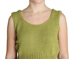 PINK MEMORIES Green Cotton Blend Knitted Sleeveless Sweater -   -  PINK MEMORIES.