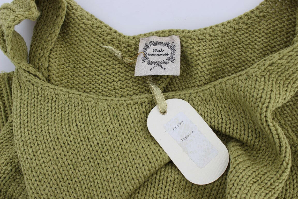 PINK MEMORIES Green Cotton Blend Knitted Sleeveless Sweater -   -  PINK MEMORIES.