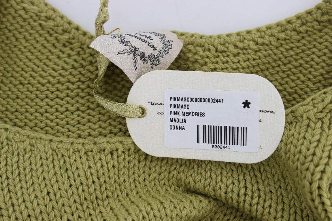 PINK MEMORIES Green Cotton Blend Knitted Sleeveless Sweater -   -  PINK MEMORIES.