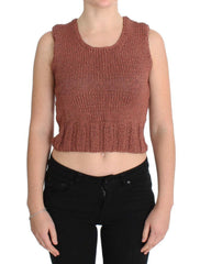 PINK MEMORIES Red Cotton Blend Knitted Sleeveless Sweater -   -  PINK MEMORIES.