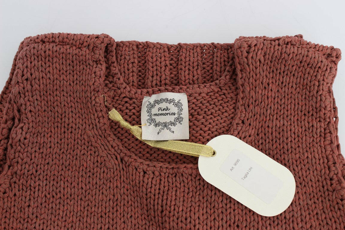 PINK MEMORIES Red Cotton Blend Knitted Sleeveless Sweater -   -  PINK MEMORIES.