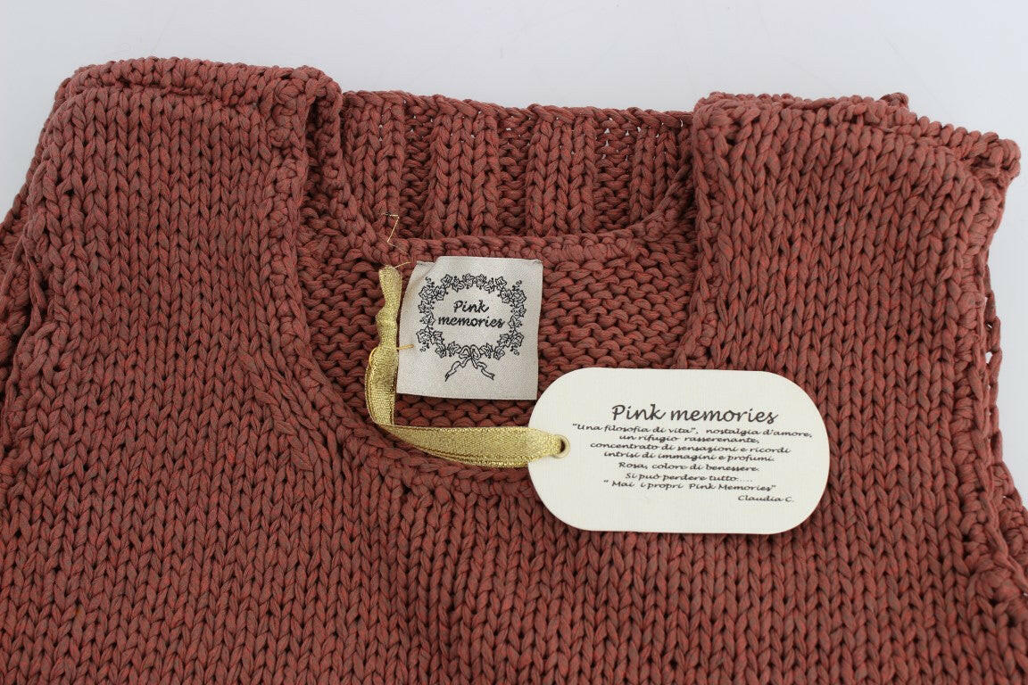 PINK MEMORIES Red Cotton Blend Knitted Sleeveless Sweater -   -  PINK MEMORIES.