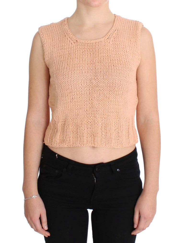 PINK MEMORIES Pink Cotton Blend Knitted Sleeveless Sweater -   -  PINK MEMORIES.