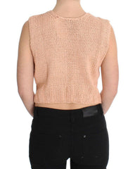 PINK MEMORIES Pink Cotton Blend Knitted Sleeveless Sweater -   -  PINK MEMORIES.