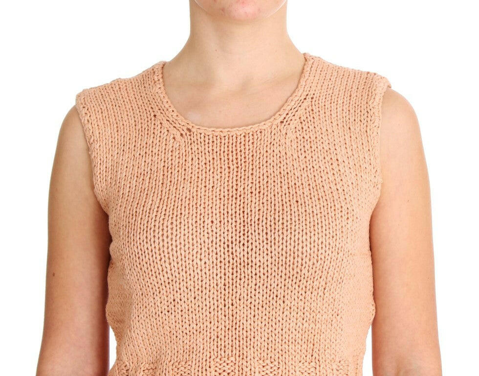 PINK MEMORIES Pink Cotton Blend Knitted Sleeveless Sweater -   -  PINK MEMORIES.