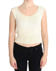 PINK MEMORIES Beige Cotton Blend Knitted Sleeveless Sweater -   -  PINK MEMORIES.
