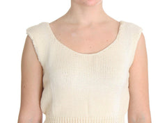 PINK MEMORIES Beige Cotton Blend Knitted Sleeveless Sweater -   -  PINK MEMORIES.
